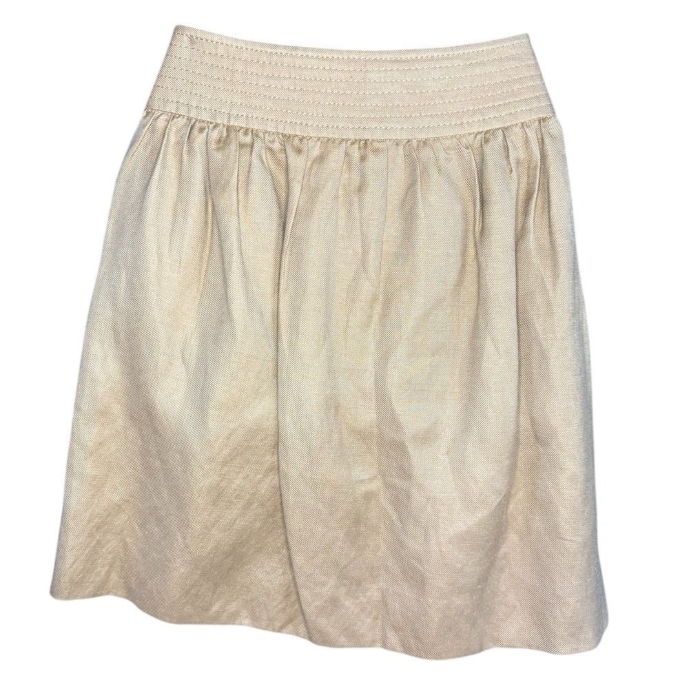 J Crew women’s Dorrie Linen Blend mini Skirt camel color sz 0 preloved - Picture 10 of 10